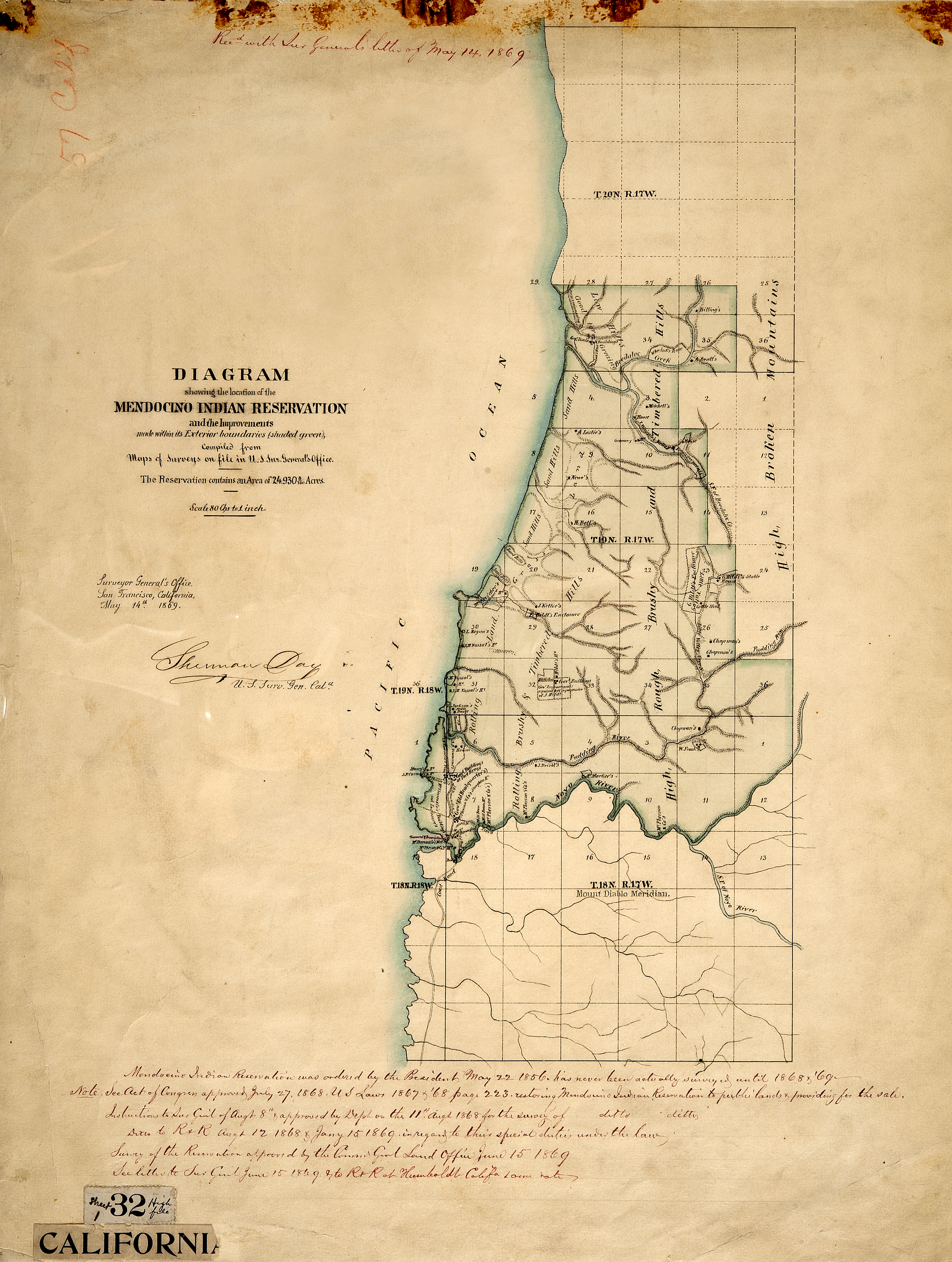 Mendocino Indian Reservation Historical Map
